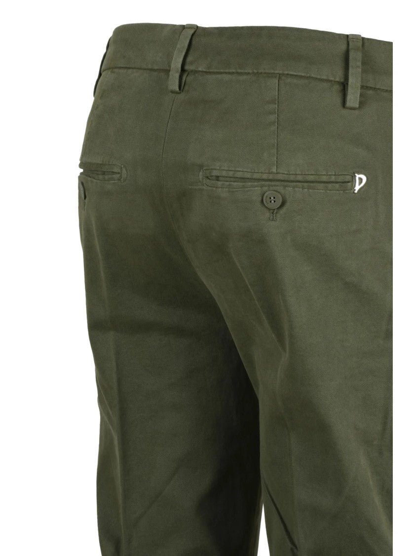 Dondup Military Green Perfect Slim-Fit Stretch Cotton Trousers