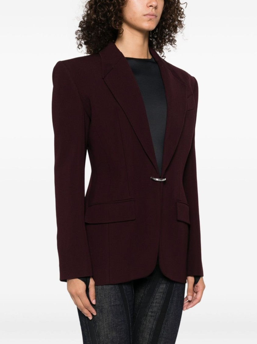 Mugler Dark Red Single Breasted Flap Jacket