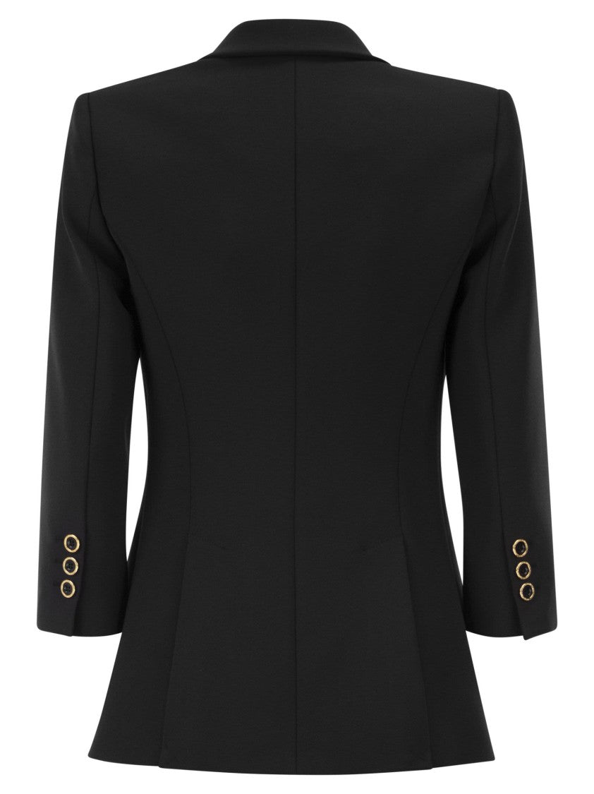 Elisabetta Franchi Double Stretch Crepe Jacket With Logo Details