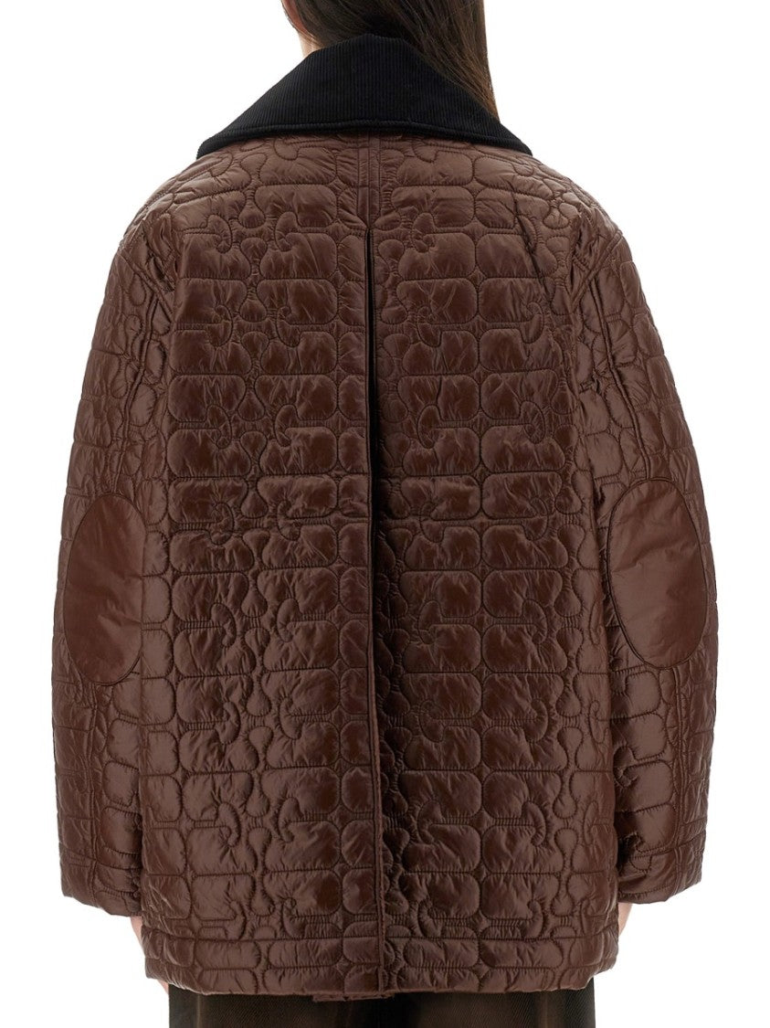 Ganni Quilted Midi Front Flap Jacket
