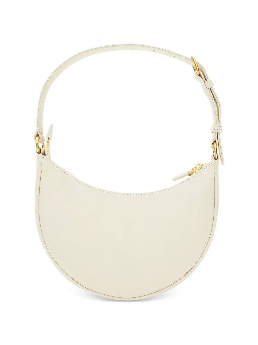 Valentino White Crescent-Shaped Mini Leather Shoulder Bag
