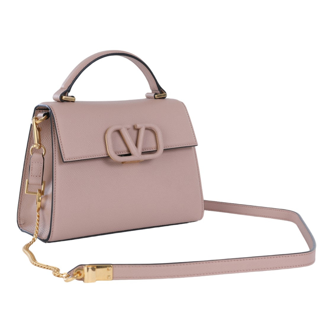 Valentino Garavani Structured Handbag With Padded Logo Emblem And Detachable Strap