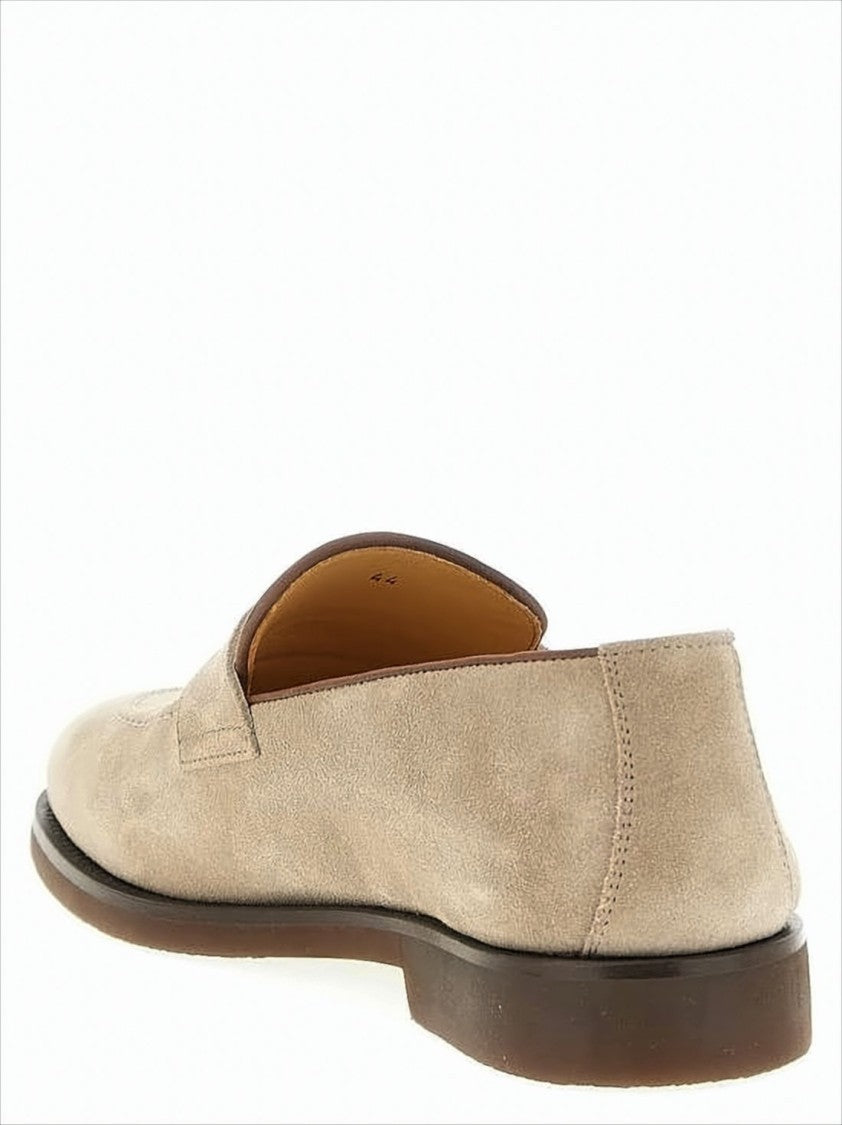 Brunello Cucinelli Soft Suede Loafers With Classic Penny Strap