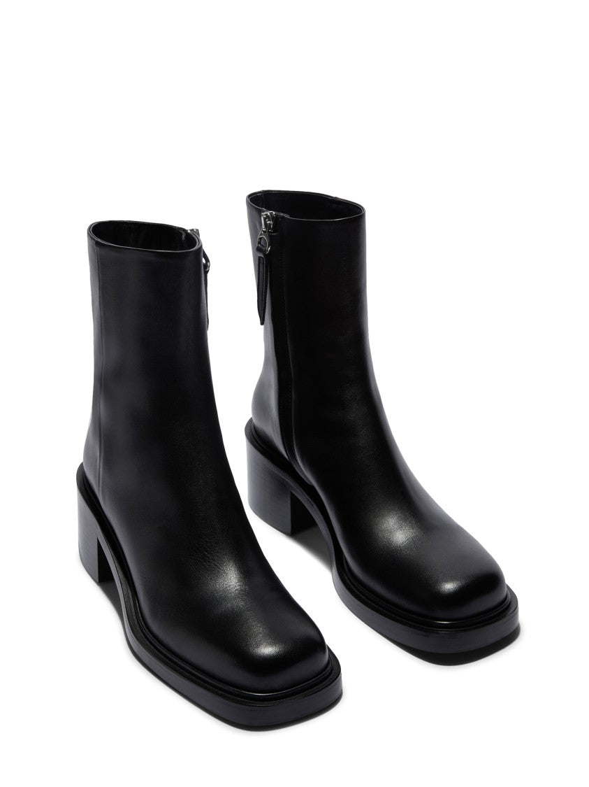 Aeydē Minimalist Black Calf Leather Boots With Square Toe