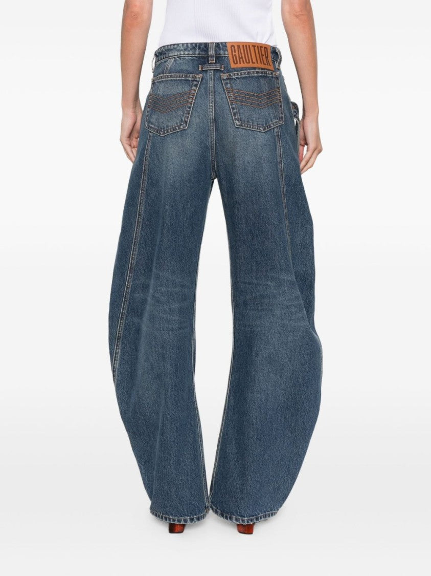 Jean Paul Gaultier Panelled Blue Denim Jeans