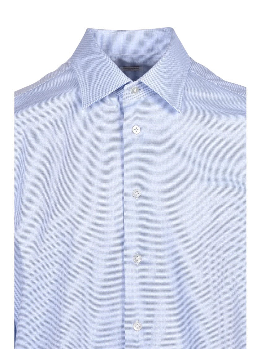 Borriello Light Blue Textured Cotton Shirt