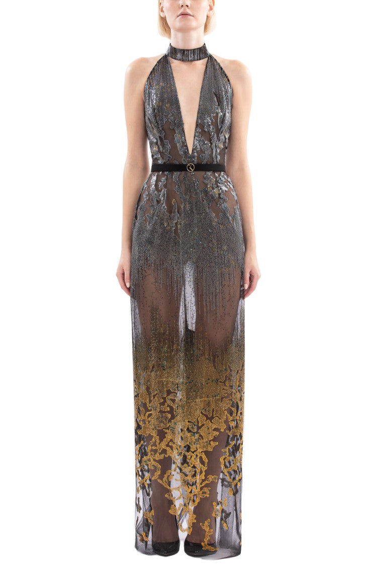 Saiid Kobeisy Long Embellished Fitted Dress