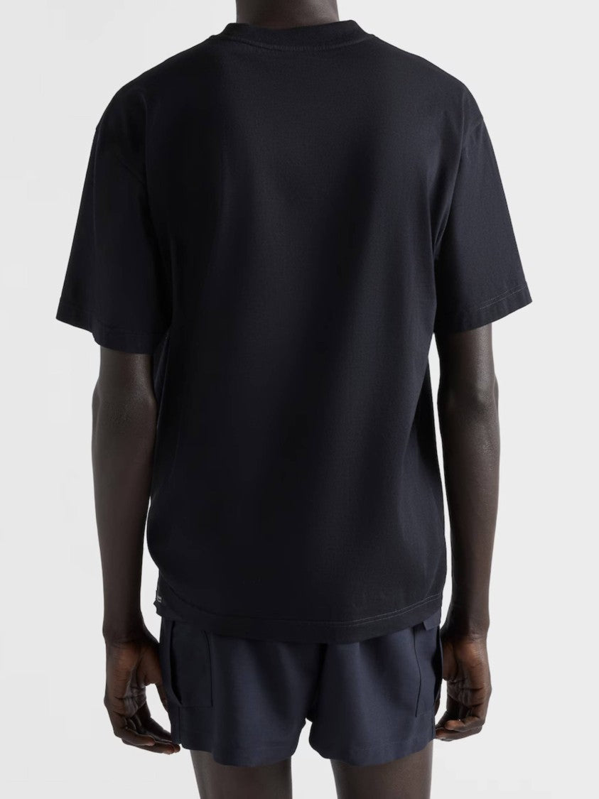 Prada Cotton Embroidered Logo Crewneck T-Shirt