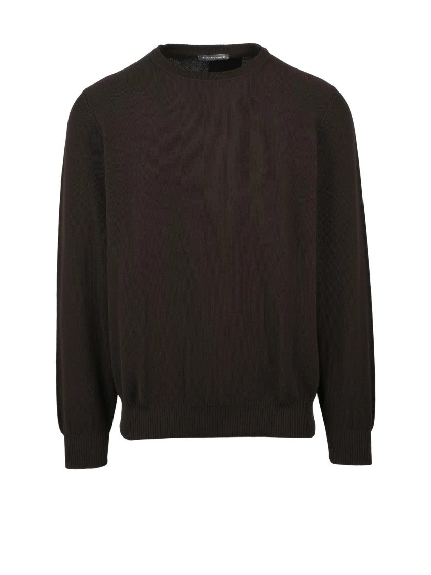 Filintrama Brown Textured Cotton Sweater