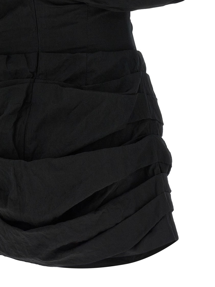 Magda Butrym Off-The-Shoulder Mini Dress With Oversized Collar And Sculptural Draping