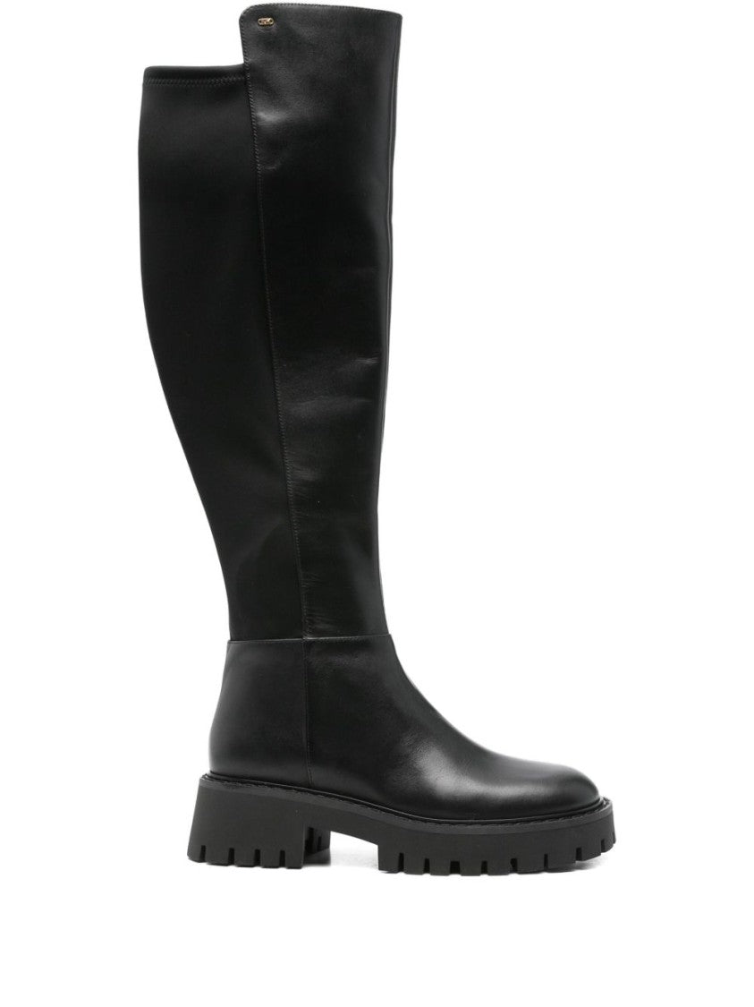 Michael Kors Black Ankle Boots With Textured Back Panel