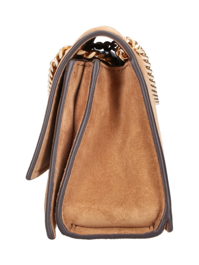 Tory Burch Brown Suede Mini Kira Turnlock Shoulder Bag