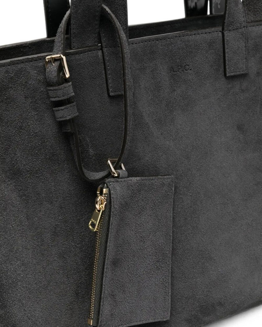 A.P.C. Slate Grey Suede Leather Tote Bag