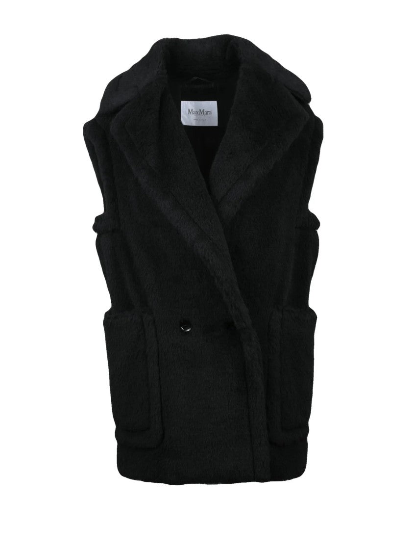 Max Mara Black Alpaca-Blend Double-Breasted Vest