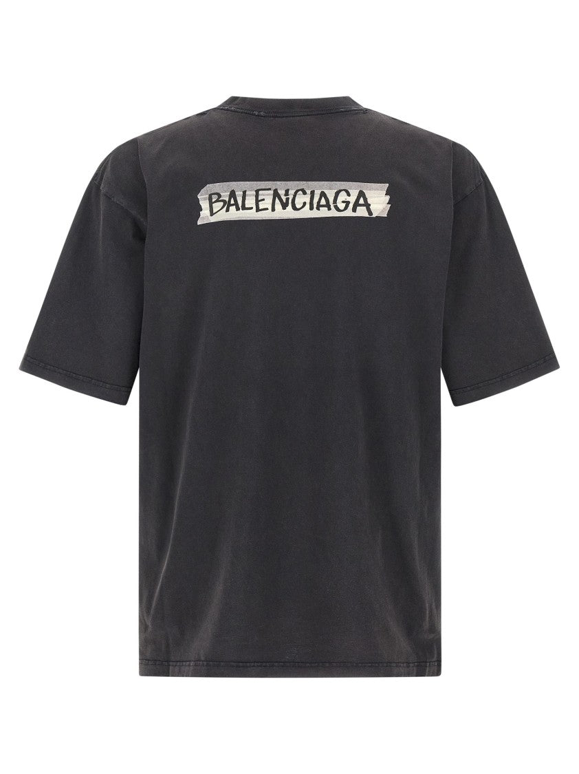 Balenciaga 'Masking Tape' Faded Jersey T-Shirt