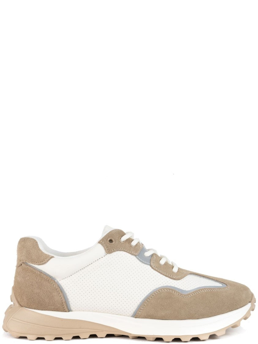 Sergio Moretti Beige Cow Leather And Suede Trainers
