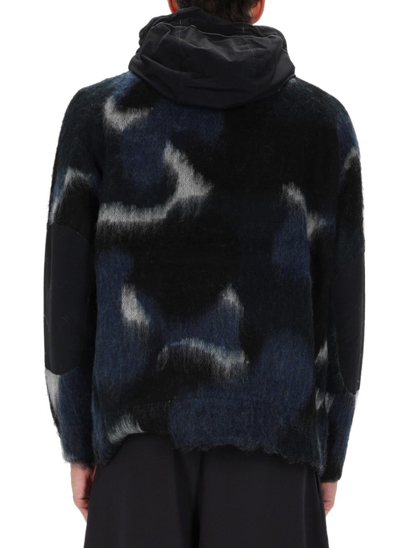 And Wander Camo Zipper Hooded Blend Half-Zip Sweater