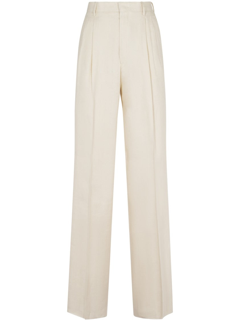 Tagliatore High-Waisted Wide-Leg Trousers With Pleated Front