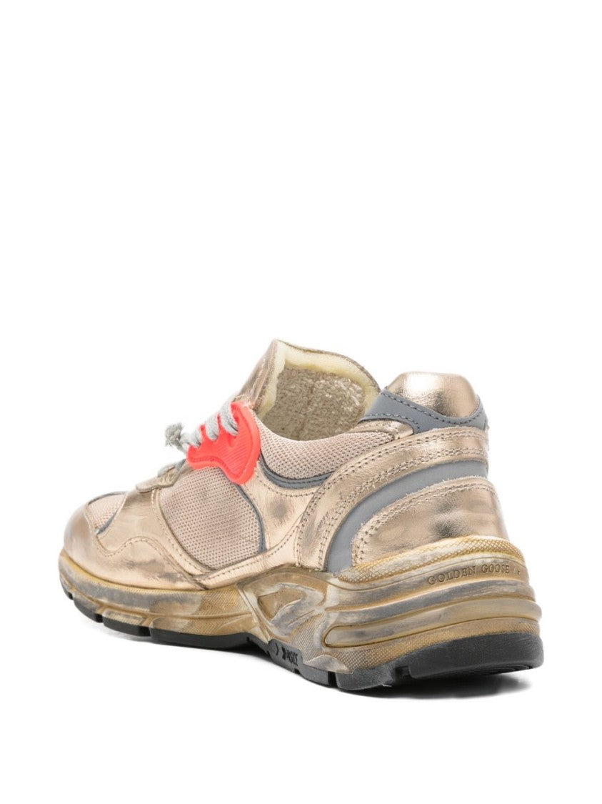 Golden Goose Metallic Gold Distressed Vintage Sneakers