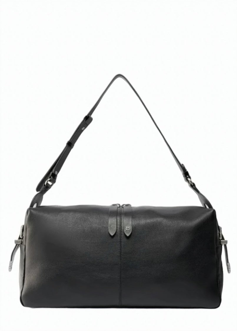 Pinko Black Smooth Elongated Zipper Shoulder Bag