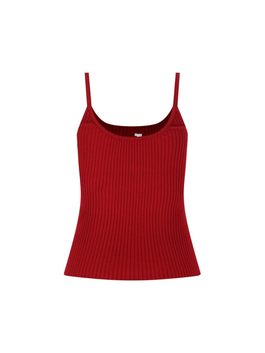 Courrèges Ribbed Red Courrèges Tank Top With Logo Patch