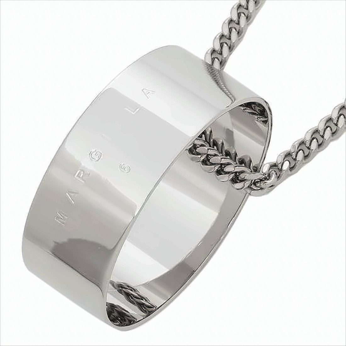 Mm6 By Maison Margiela Wide Metallic Pendant Necklace With Chain Design