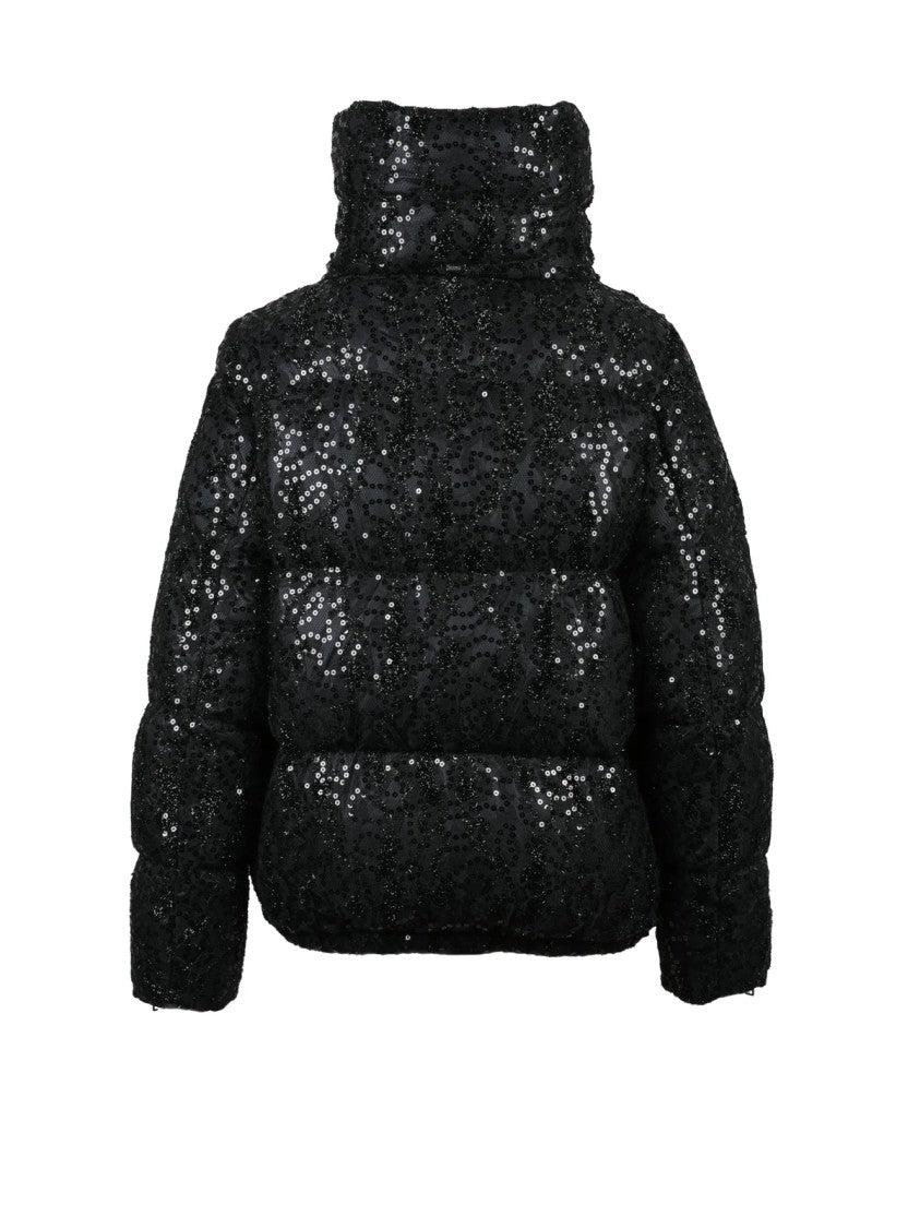 Herno Black Lace Sequin Polyester Down Jacket