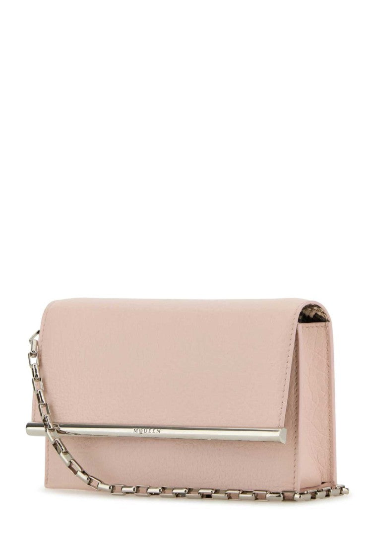 Alexander Mcqueen Pink Leather Mini Cross-Bar Clutch