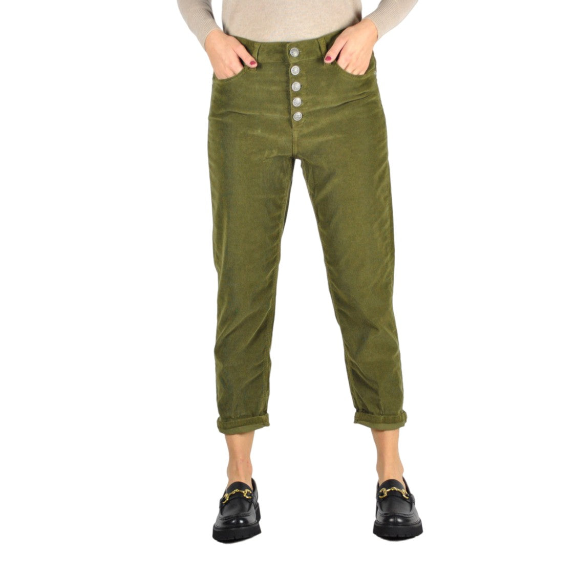 Dondup High-Waisted Olive Green Jeans