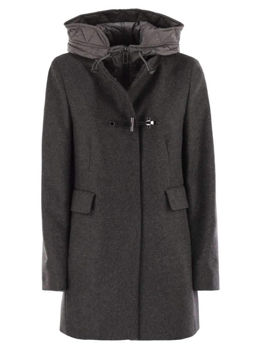 Fay Toggle Coat In Mélange Wool Cloth
