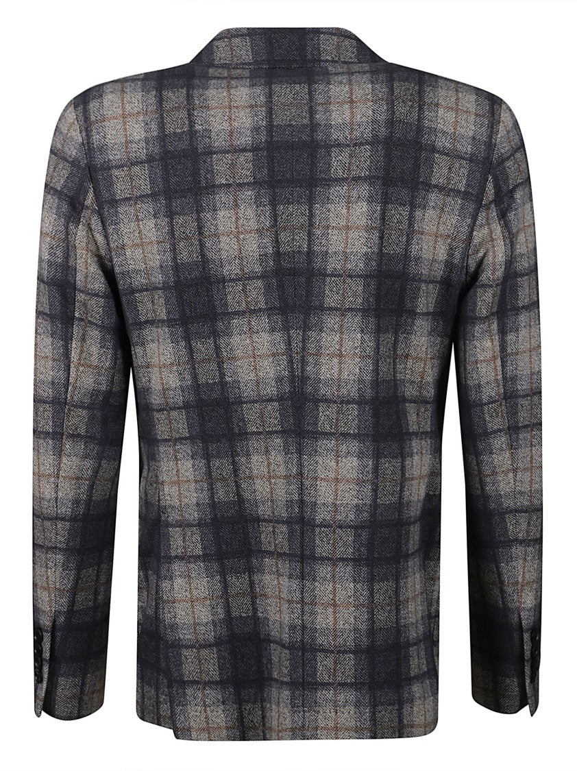 Circolo 1901 Checkered Tailored Blazer With Notch Lapel And Blue Buttons