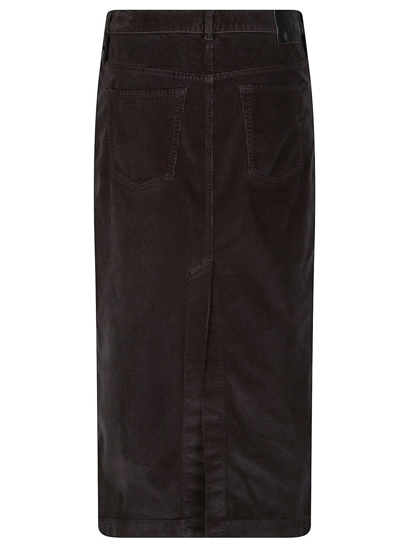 Pinko Gracia Ribbed Corduroy Midi Skirt