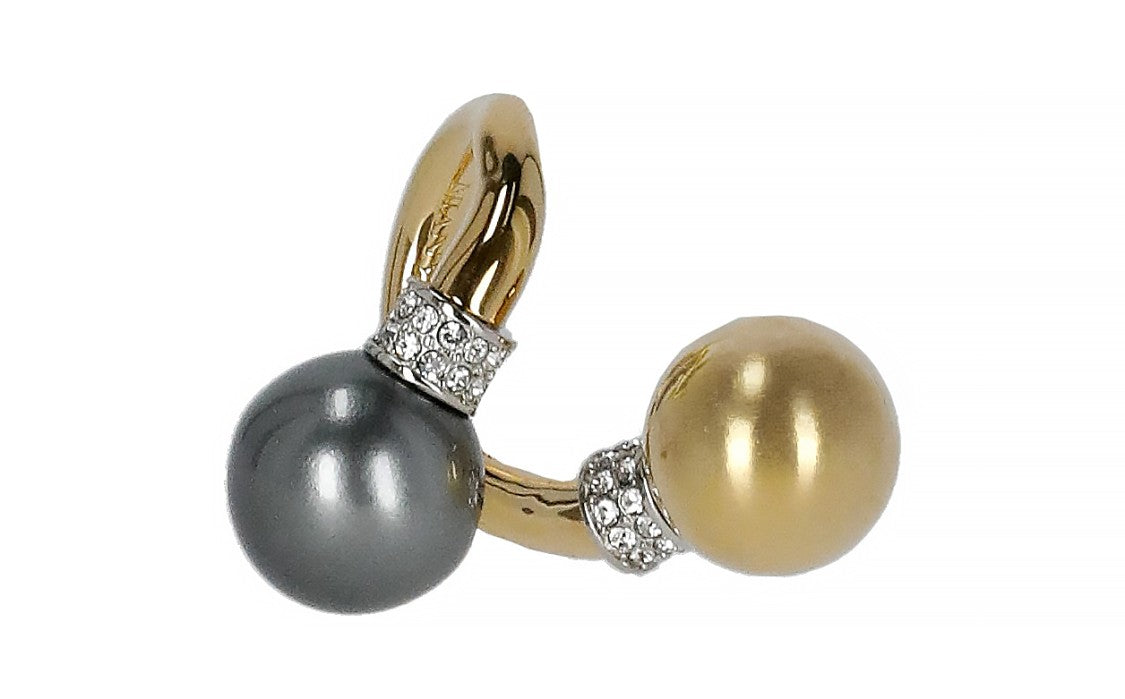 Lanvin Gold Swarovski Brass Open Ring