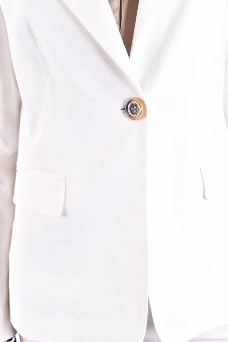 Pinko Tailored White Jacket With Single-Button Closure