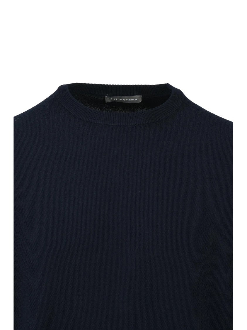 Filintrama Blue Crewneck Cotton Sweater