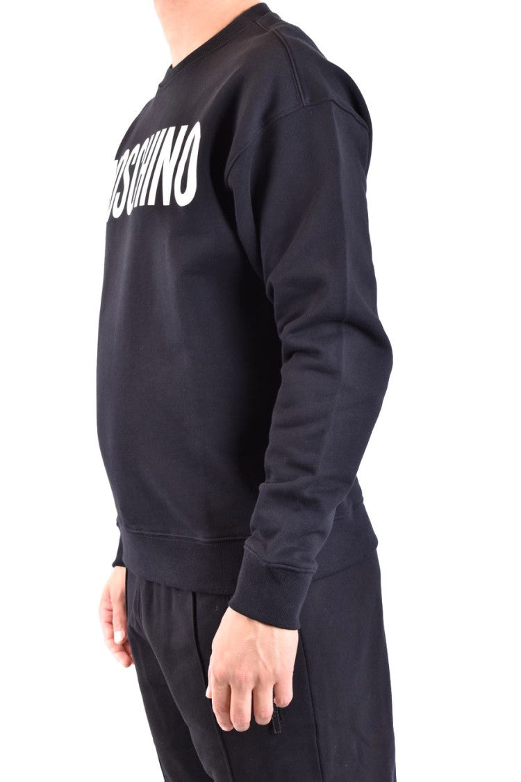 Moschino Black Cotton Sweatshirt With Oversized Logo Design
