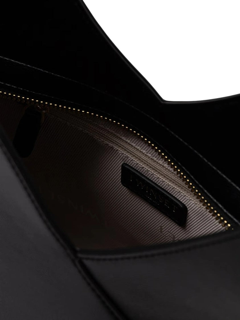 Twin-Set Structured Black Polyurethane Tote Bag