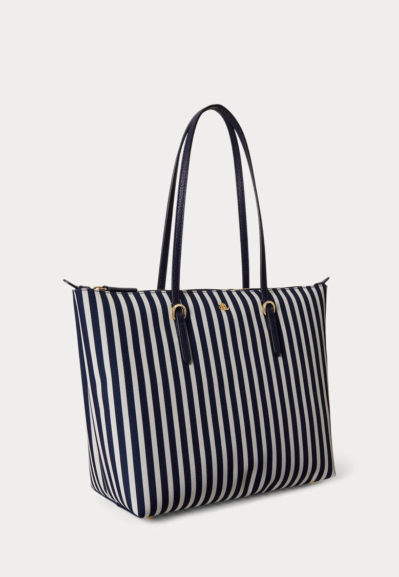 Lauren Ralph Lauren Vertical Navy And White Striped Tote Bag