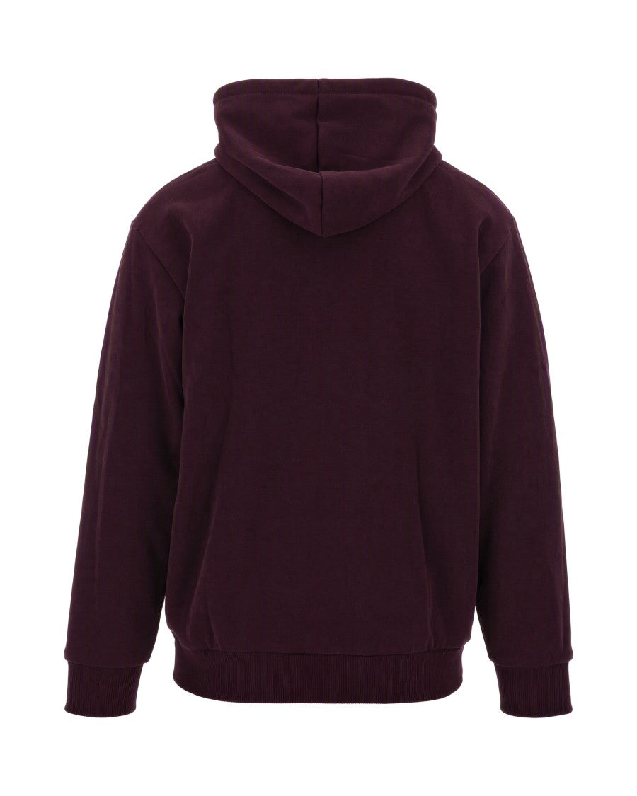 Lacoste Burgundy Zip-Up Hooded Cotton-Blend Sweatshirt