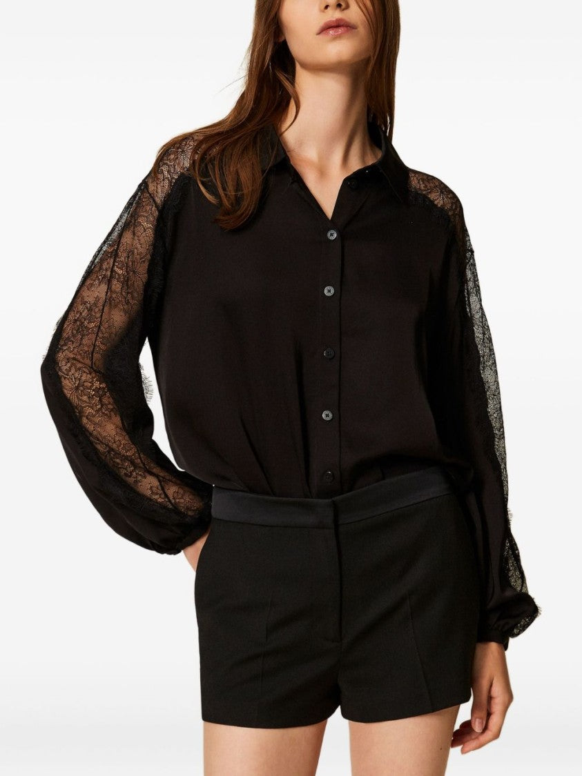 Twinset U&B Tailored Black Shirt With Standard Collar And Timeless Design