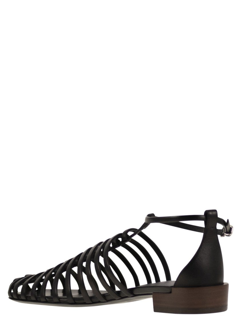 Tod's Crisscross Calfskin Leather Sandal With Ankle Strap