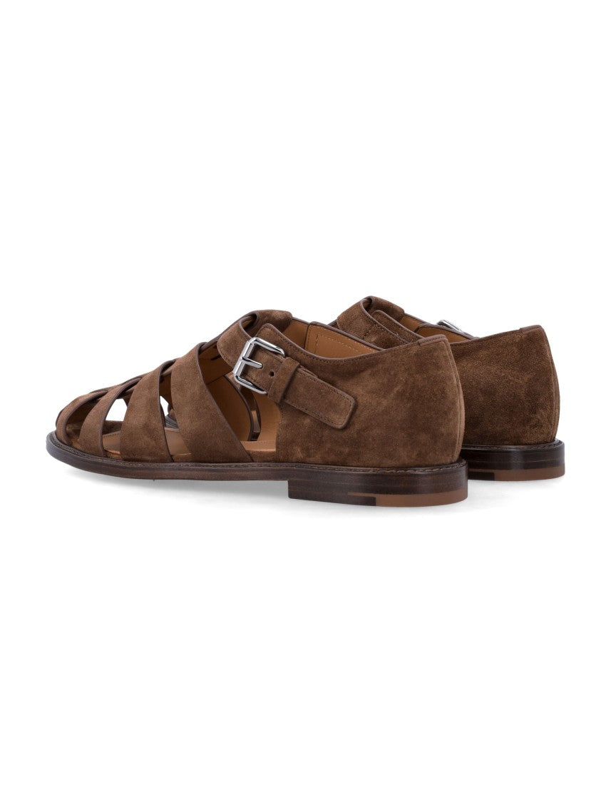 Church's Suede Leather Silver Buckle Cage Sandals