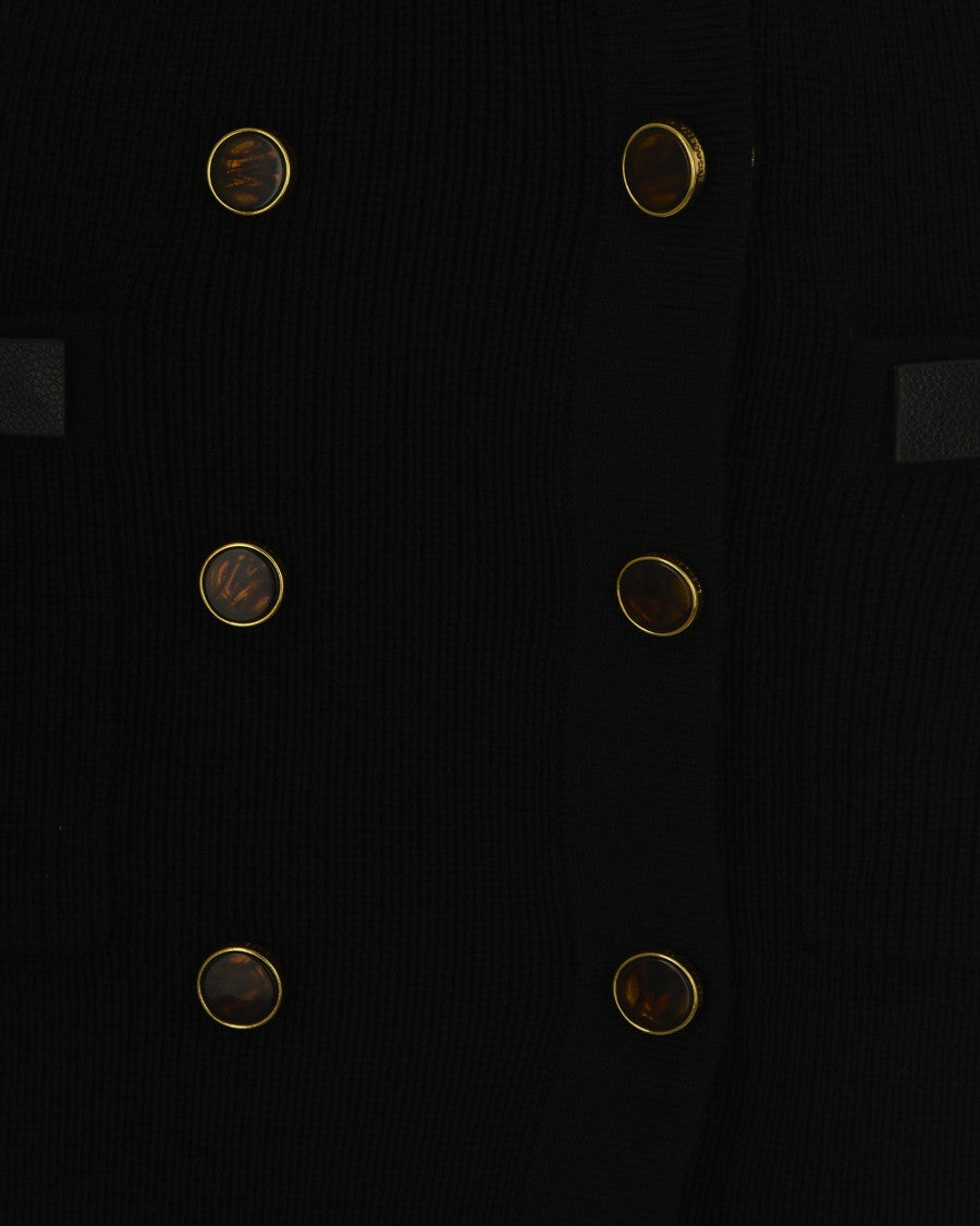 Elisabetta Franchi Mini Knit Dress With Jewel Embellishments - Black