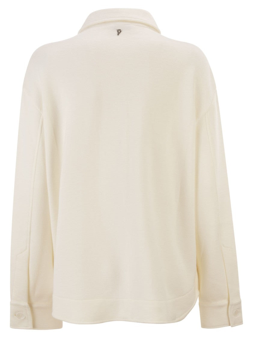 Dondup Structured White Viscose Blend Shirt Jacket