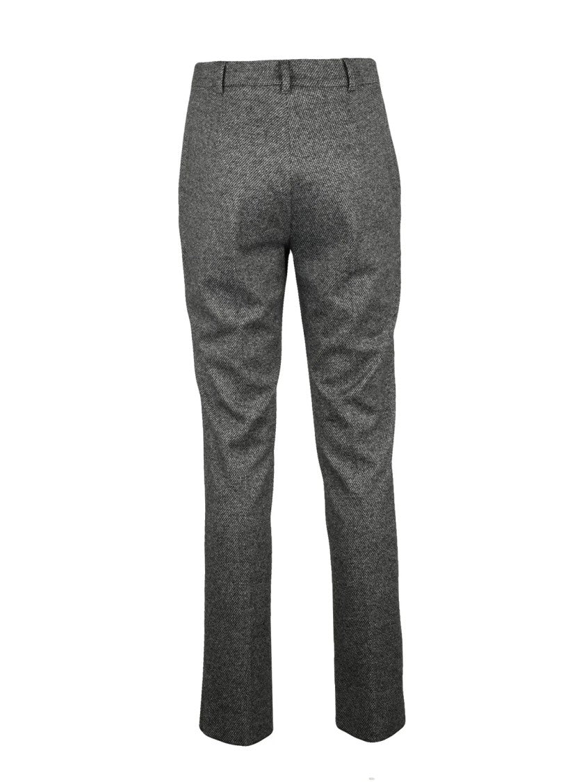 Max Mara Tailored Grey Trousers With Concealed Fastening And Textured Fabric