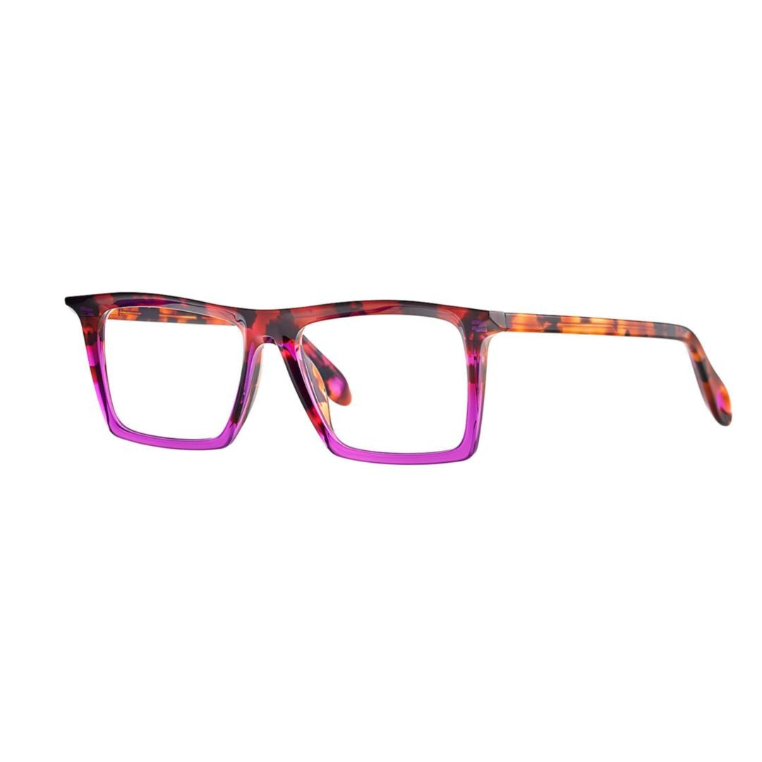 Theo Alba 008 Brown Dalmatian+Transparent Purple Square Frame Eyeglasses