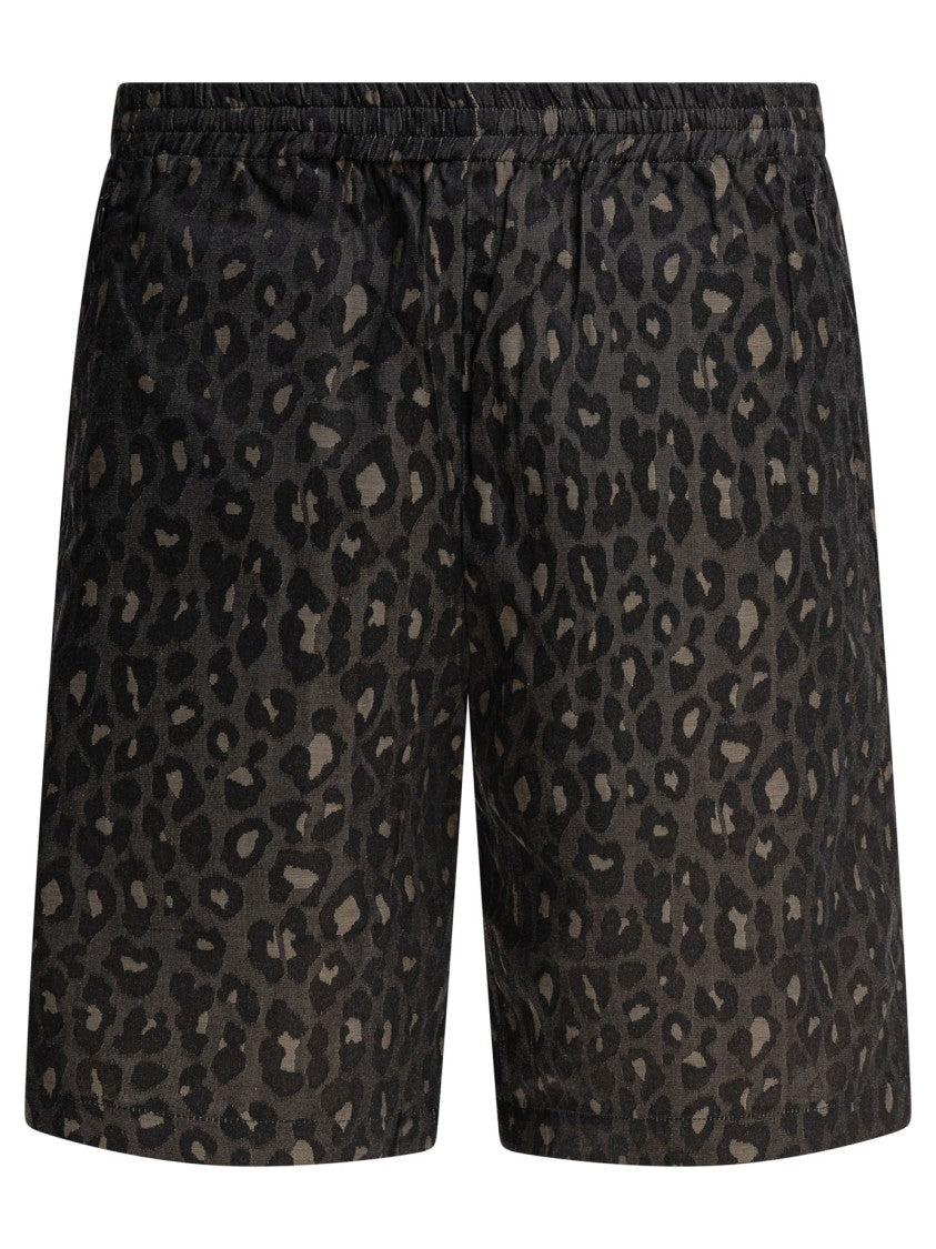 Needles Leopard Print Shorts With Elasticized Waistband