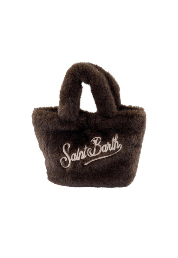 Saint Barth Trapezoidal Mini Handbag In Soft Faux Fur