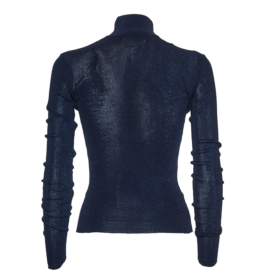 Self-Portrait Fitted Navy Viscose Knit Top