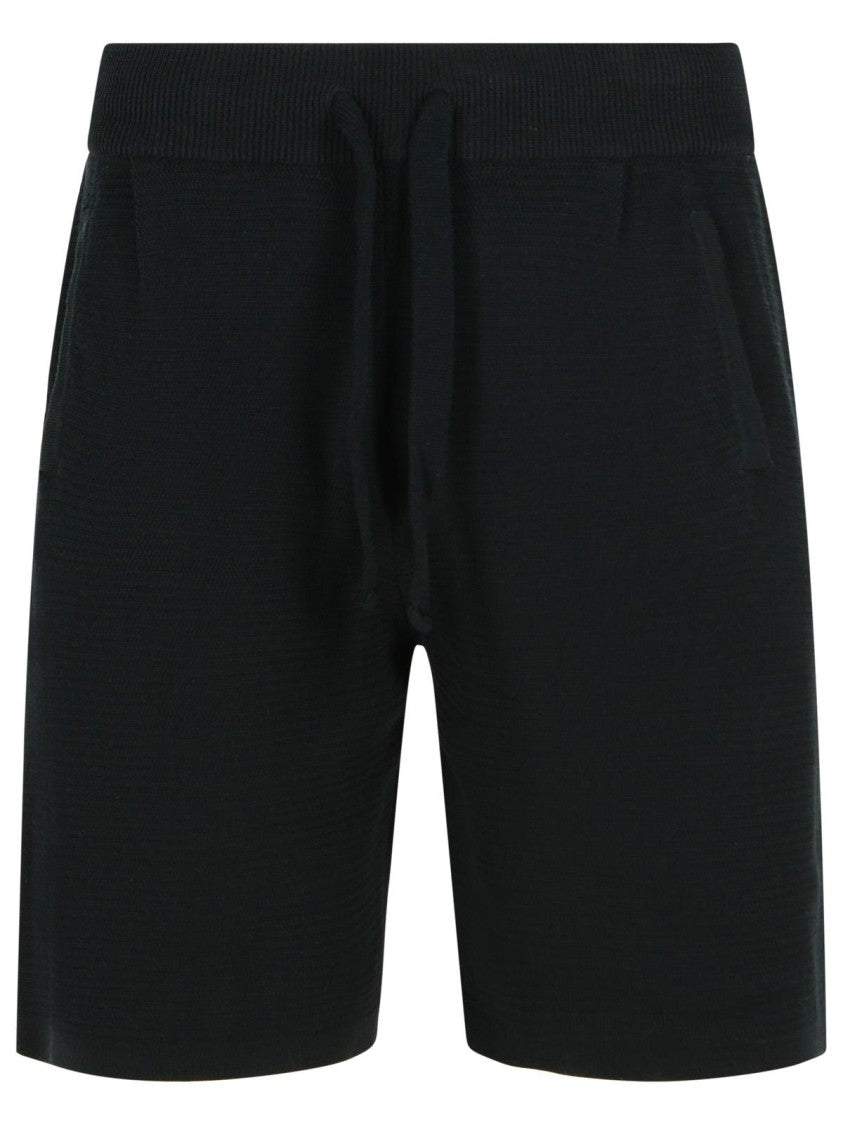 Laneus Black Cotton Bermuda Shorts